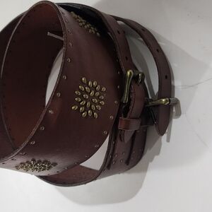 Ralph Laurent Brown Leather Belt with Decorative Studs